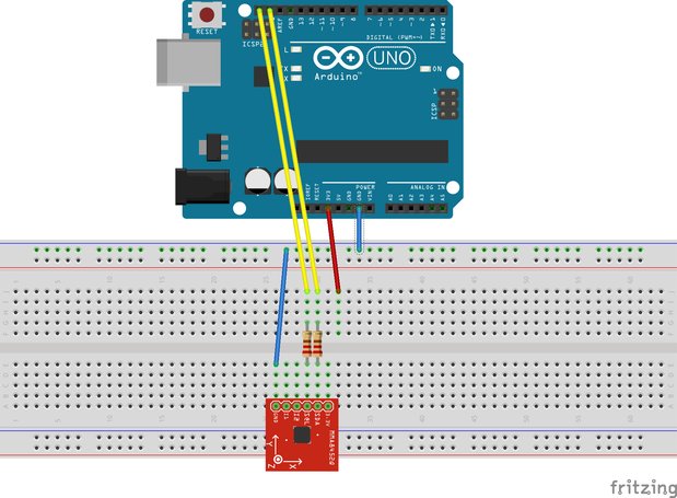 ArduinoとMMA8452Qの配線図