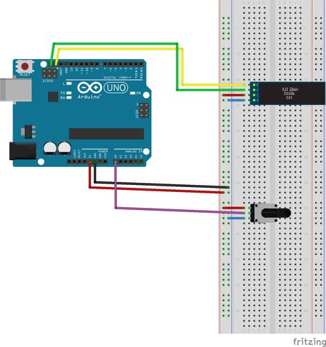 Arduino UnoとOLEDの配線図