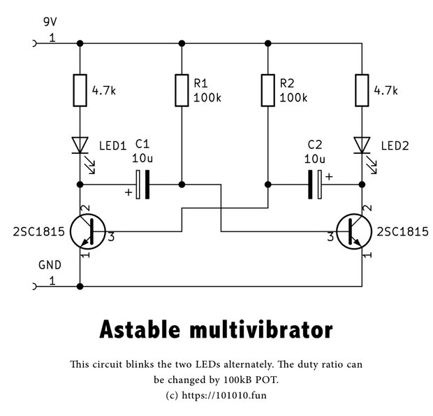 Astable Multivibrator Schematic