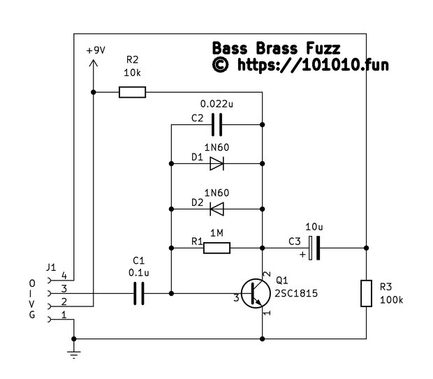 管楽器のような音色のベースファズ「Bass Brass Fuzz」回路図