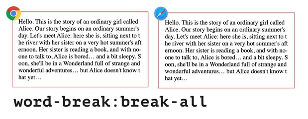 英語におけるword-break:break-allの挙動