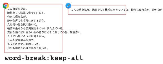 日本語におけるword-break:keep-allの挙動