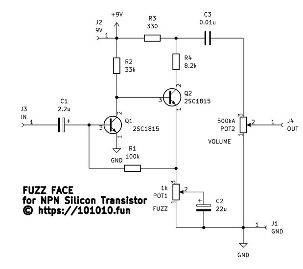 Fuzz Face（2SC1815版）回路図