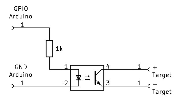 Arduinoとフォトカプラの配線図例