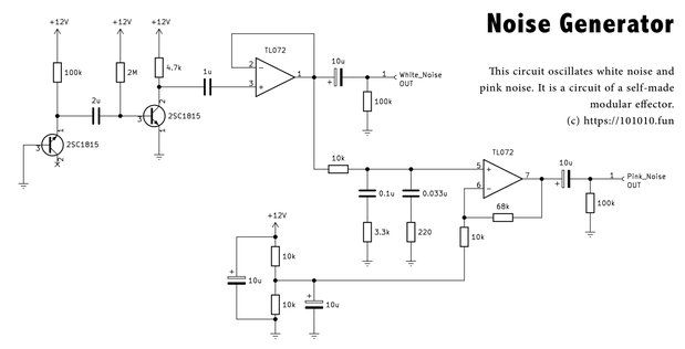 ノイズジェネレータのモジュラーエフェクタ回路図