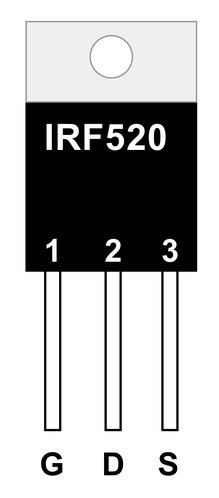 MOSFET（IRF520）の端子割り当て