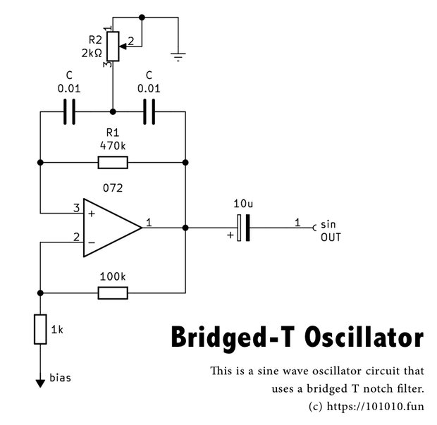 Bridged-T Oscillator Schematic